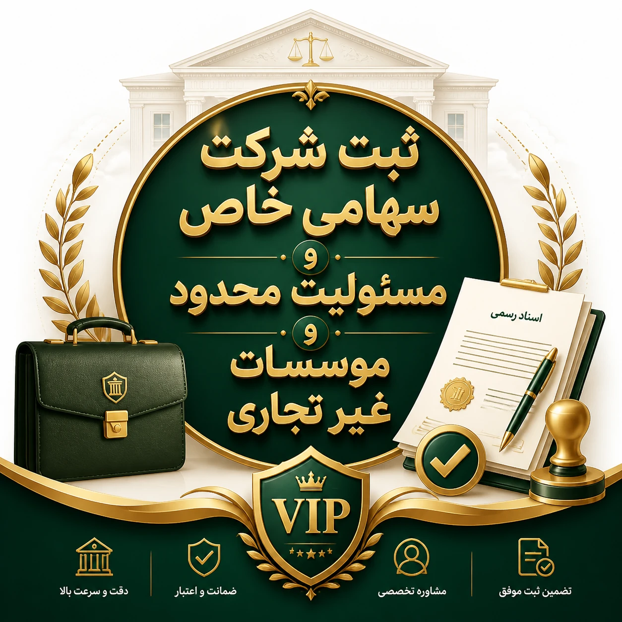 تاسیس شرکت سهامی خاص و مسئولیت محدود و موسسات غیر تجاری(با خدمات vip)